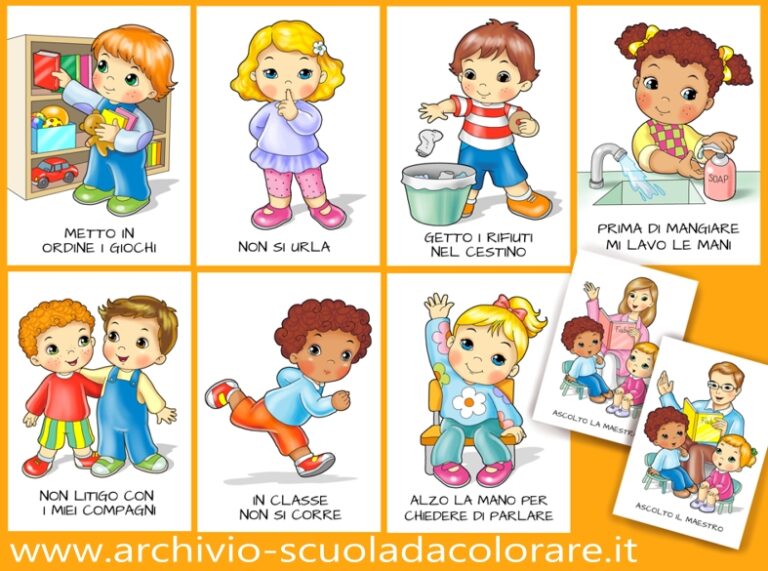 disegni regole in classe da colorare e colorati