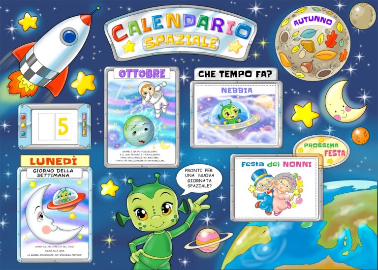 calendario sullo spazio scuola infanzia con zig zag